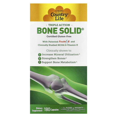 Country Life, Triple Action Bone Solid, 180 Kapsułek