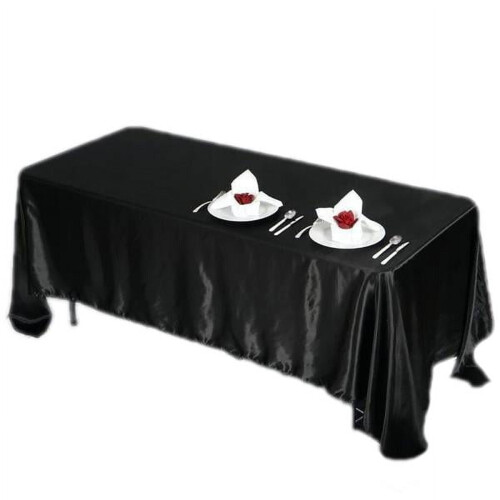 BalsaCircle Black Satin Rectangular Tablecloth 72" x 120" 1