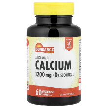 Sundance Vitamins, Calcio Absorbible + D3, 60 Geles Blandos de Liberación Rápida