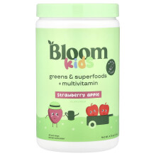 Bloom, Dzieci, Zielone i Superfoodów + Multivitamin, Truskawka Jabłko, 4,76 oz (135 g)