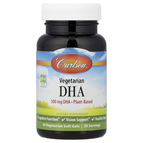 Carlson, Wegetariański DHA, 500 mg, 30 tabletek miękiszowych