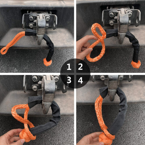 2 Pack Orange 35T Tow Rope Soft Shackle