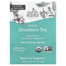 Earth Mama, Organics, Té de Ardor de Estómago Orgánico, Mellow Comforting, Libre de Café, 16 Bolsitas de Té, 0.96 oz (27.2 g)