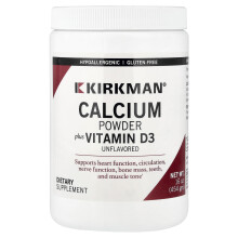 Kirkman Labs, Węglan Wapnia z Witaminą D-3, Bez Smaku, 16 oz (454 g)