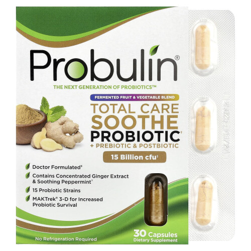 Probulin, Probiotico + Prebiotico & Postbiotico Total Care Soothe, 30 Capsule