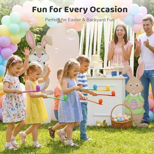 Egg Spoon Race Game Set Wooden 12 Pieces 1