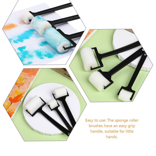 Foam Rollers Craft Paint Black Sponge Brush 9 Pcs 2