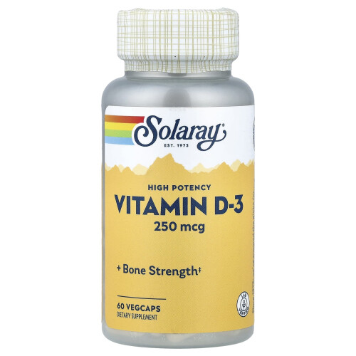 Solaray, Υψηλή Δύναμη Βιταμίνη D-3, 250 mcg, 60 Vegcaps