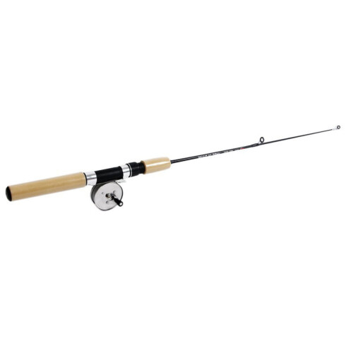 Bärbart vinterfiskespö och rulle i kolfiber, 55 cm, infällbart 2