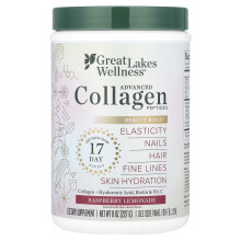 Great Lakes Wellness, Quick Dissolve Collagen Peptides, Daily Beauty, Raspberry Lemonade, 8 oz (227 g)