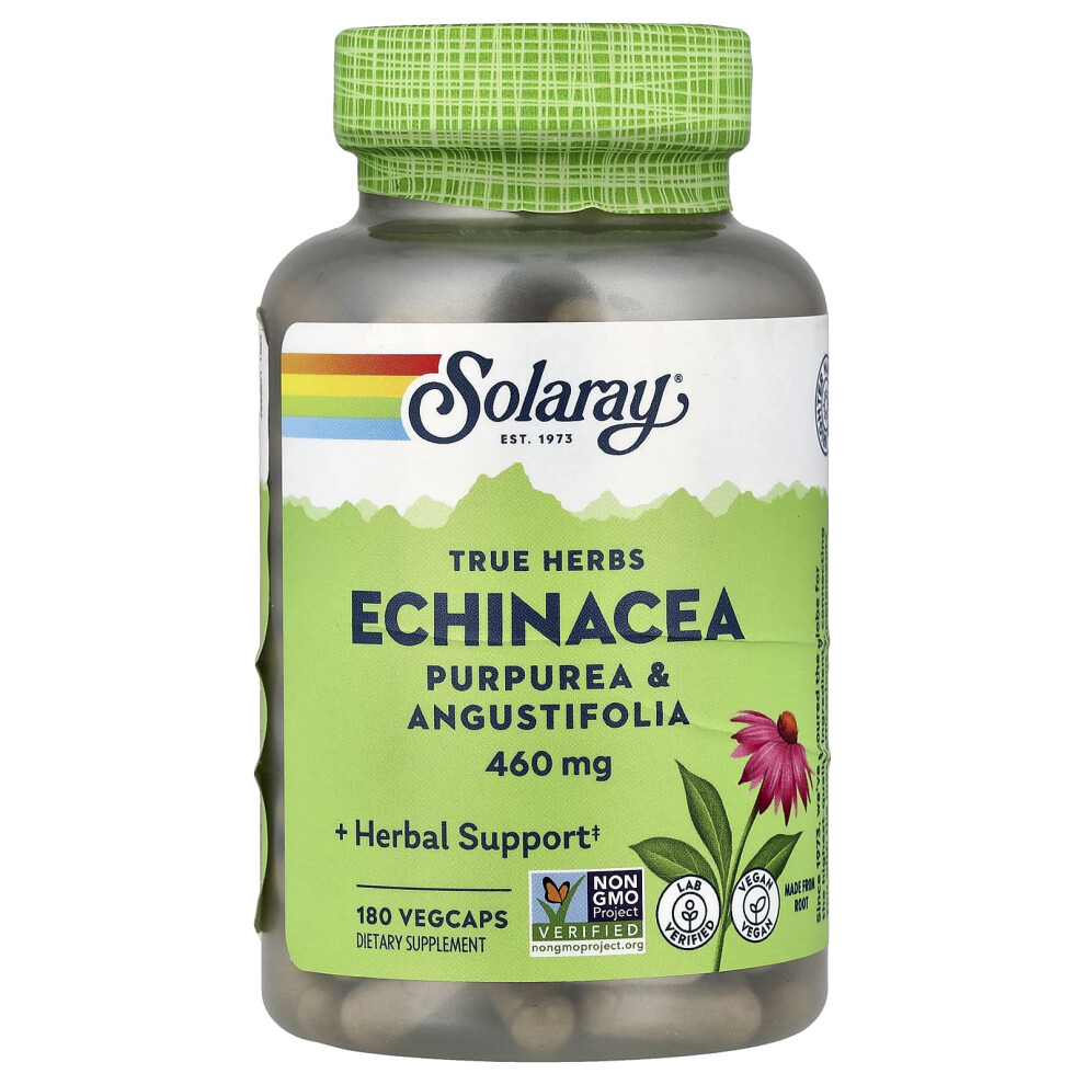 Solaray , True Herbs, Echinacea, 460 Mg, 180 Vegcaps