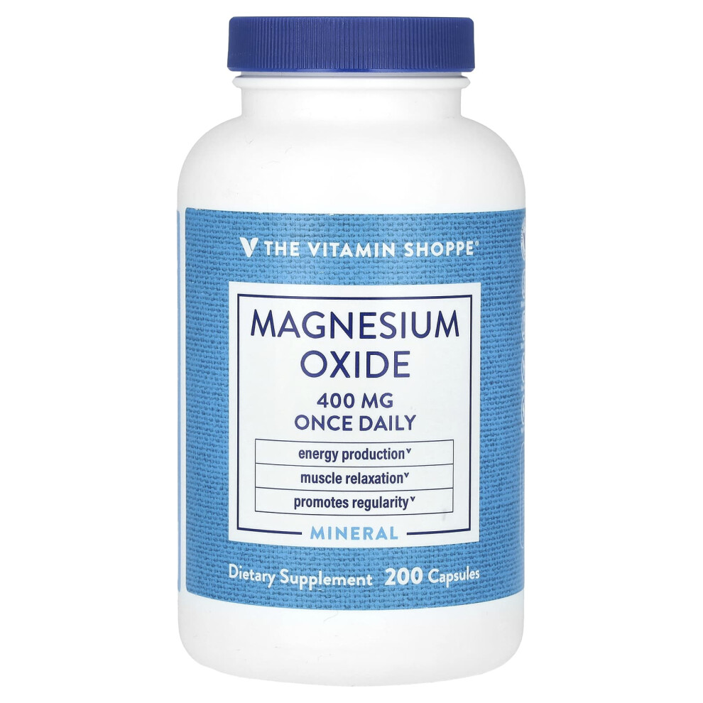 The Vitamin Shoppe , Magnesium Oxide, 400 Mg, 200 Capsules