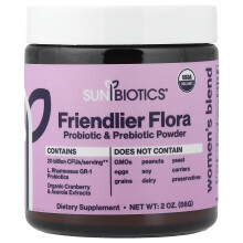Sunbiotics, Friendlier Flora, Mistura Feminina, Pó de Probiótico e Prébiótico, 2 oz (56 g)