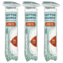 Cliganic, Organisk bomullsrundor införd med Jojoba olja, 3 Pack, (100 bomullsrundor) Varje
