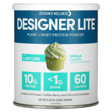 Designer Wellness, Designer Lite, Plant + Wij Proteinpoeder, Vanille Cupcake, 9,03 oz (256 g)
