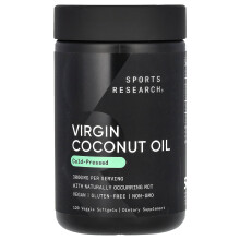 Sports Research, Óleo de Coco Virgem, Pressado a Frio, 3.000 mg, 120 Softgels (1.000 mg por Softgel)
