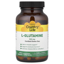 Country Life, L-Glutamin, 100 Vegan Kapsler