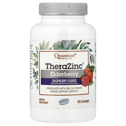 Quantum Health, TheraZinc, Elderberry, Raspberry, 60 Lozenges