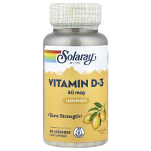 Solaray, Vitamine D-3 Zoetjes, Lemon Flavor, 50 mcg, 60 Zoetjes