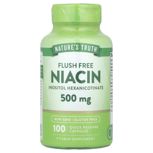 Nature's Truth, Λιποδιαβήτης Ελεύθερος Νιασίνη, 500 mg, 100 Ταχεία Απελευθέρωση Φύλλα
