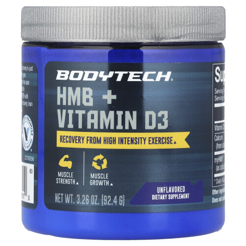 BodyTech, HMB + Vitamiini D3, Maultamaton, 3,26 oz (92,4 g)