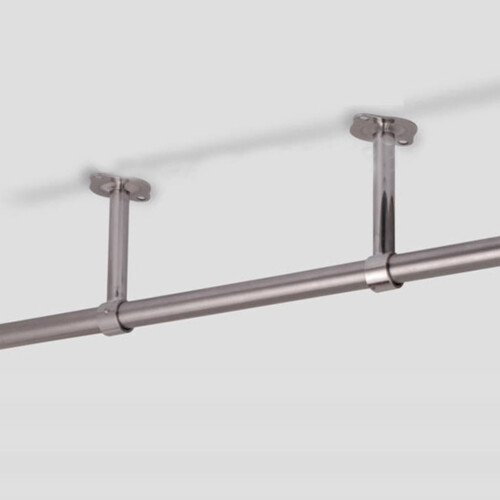 Stainless Steel Wardrobe Pipe Ceiling Mount Bracket Shower Rod Holder 1