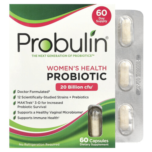 Probulin, Kvinders Sundheds Probiotik, 20 Billion CFU, 60 Kapsler