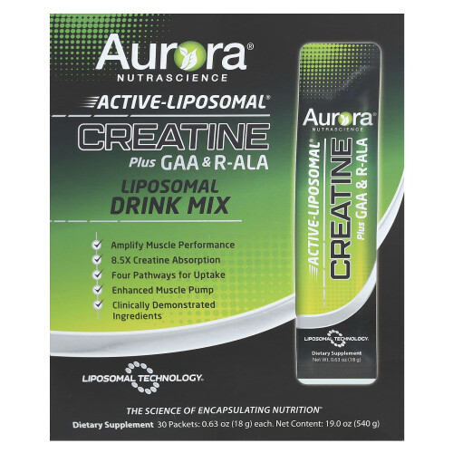 Aurora Nutrascience, Active LiposomalÆ, Creatine Plus GAA & R-ALA, 30 Packets, 0,63 oz (18 g) Each