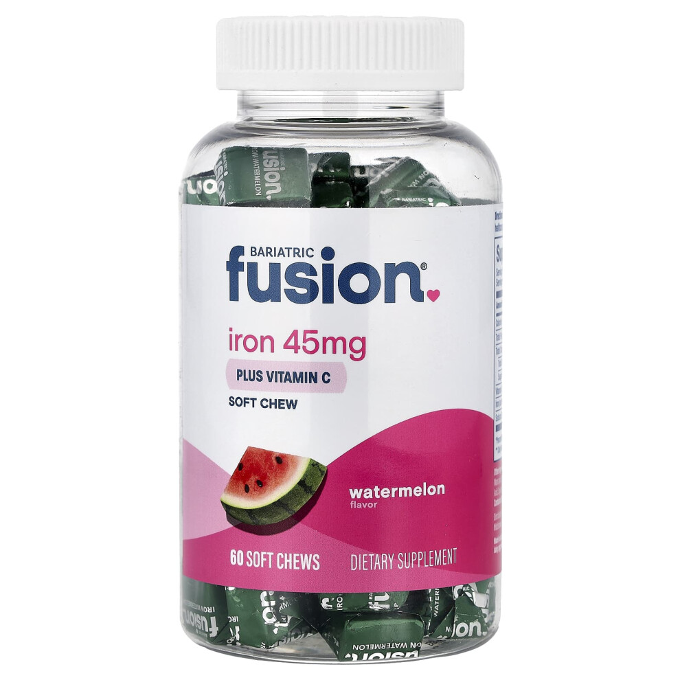 Bariatric Fusion , Iron Plus Vitamin C Soft Chew, Watermelon, 60 Soft Chews