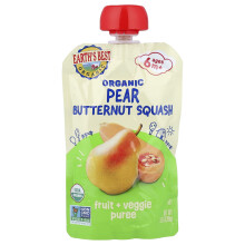 Earth's Best, Organische Fruit + Veggie Puree, 6+ Maanden, Peren Butternut Squash, 3,5 oz (99 g)