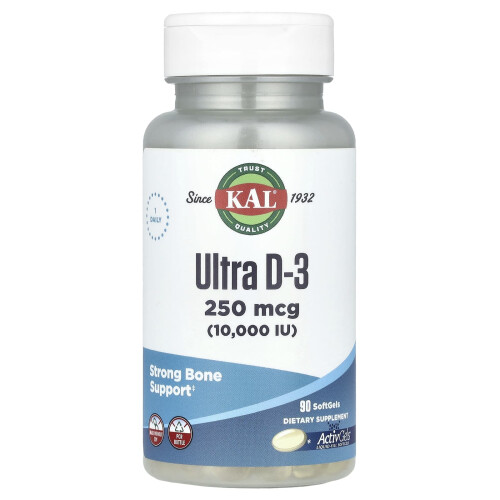 KAL, Ultra D-3, 250 mcg (10.000 IU), 90 Σκληρά Γελοίδια