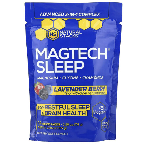 Natural Stacks, Magtech Sonno, Lavanda e Mirtillo, 14 Bustine, 0.28 oz (7.8 g) Ogni