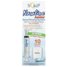Squip, Nasaline Junior, Nasal-Rinsingsystem, Für Kinder im Alter von 4-12 Jahren, 14-Stück-Set