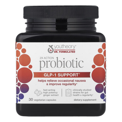 Youtheory, 2X Action Probiotic, 30 Βοτανογενή Φύλλα