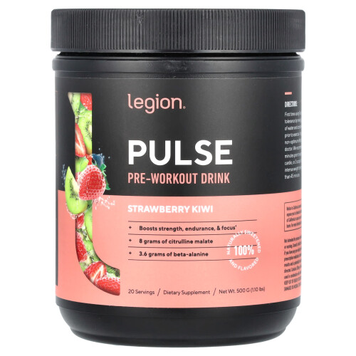 Legion Athletics, Pulse, Προ-Εργασιακό Ποτό, Φράουλα Κιούι, 1.1 lbs (500 g)