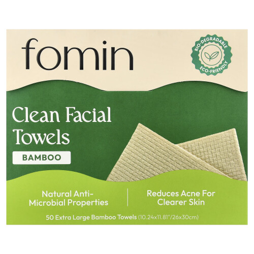 fomin, Clean Wasmiddelen, Bamboe, Extra Groot, 50 Wasdoeken