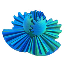 Palla a ingranaggi stampata in 3D 2,8 pollici Blu-Verde PLA giocattolo da scrivania