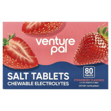 Venture Pal, Salz-Tabletten, Kaugummiblätter mit Elektrolyten, Erdbeere, 80 Tabletten