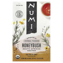 Numi Tea, Szerves gyógynövényes Teasan, Honeybush, Koffeinmentes, 18 Teaszegény, 1,52 oz (43,2 g)