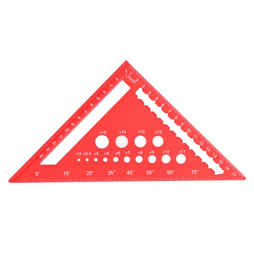 Regla triangular de aluminio de 7 pulgadas roja 17.78 cm 90 2