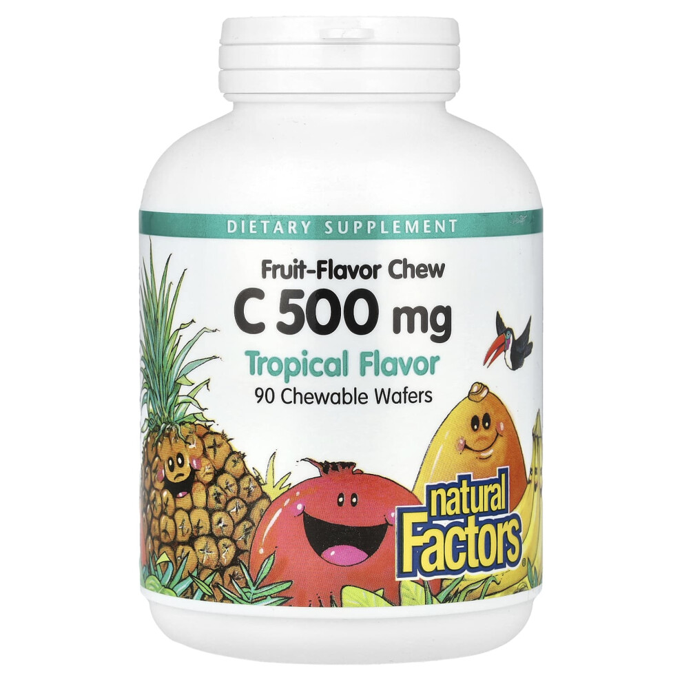 Natural Factors , Fruit-Flavor Chew Vitamin C, Tropical, 500 Mg, 90 Chewable Wafers