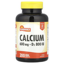 Sundance Vitamins, Calcio + D3, 200 Caplets Recubiertos