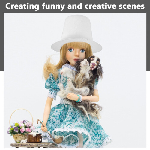 Μικρά καπέλα Homoyoyo Crafts, λευκό μίνι ψηλό καπέλο, διακοσμητικό αξεσουάρ κούκλας, 1 2