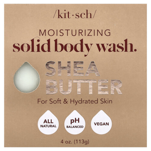 Kitsch, Shea Butter Solid Kropsvask Bar, Almond & Shea, 4 oz (113 g)