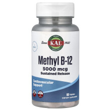 KAL, Metylb-12, Självhäftande Frigivning, 5 000 mcg, 60 Tabletter
