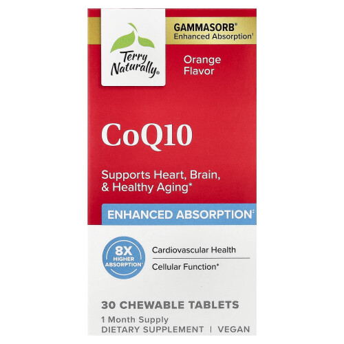 Terry Naturally, CoQ10, Oranje, 100 mg, 30 Eetbare Tablets