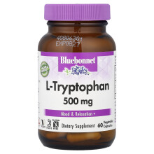 Bluebonnet Nutrition, L-Tryptophan, 500 mg, 60 Vegetable kapsler