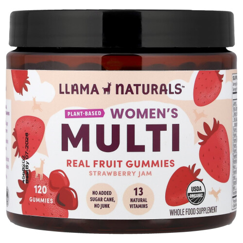 Llama Naturals, Women's Plant-Based Multi, Real Fruit Gummies, Smaradka, 120 Gummies
