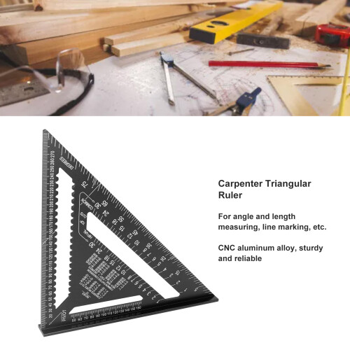 Escuadra de cercha de 12 pulgadas, regla triangular de 30 cm, negra 2