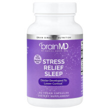 BrainMD, Stressverlichting Slapen, 90 plantaardige capsules